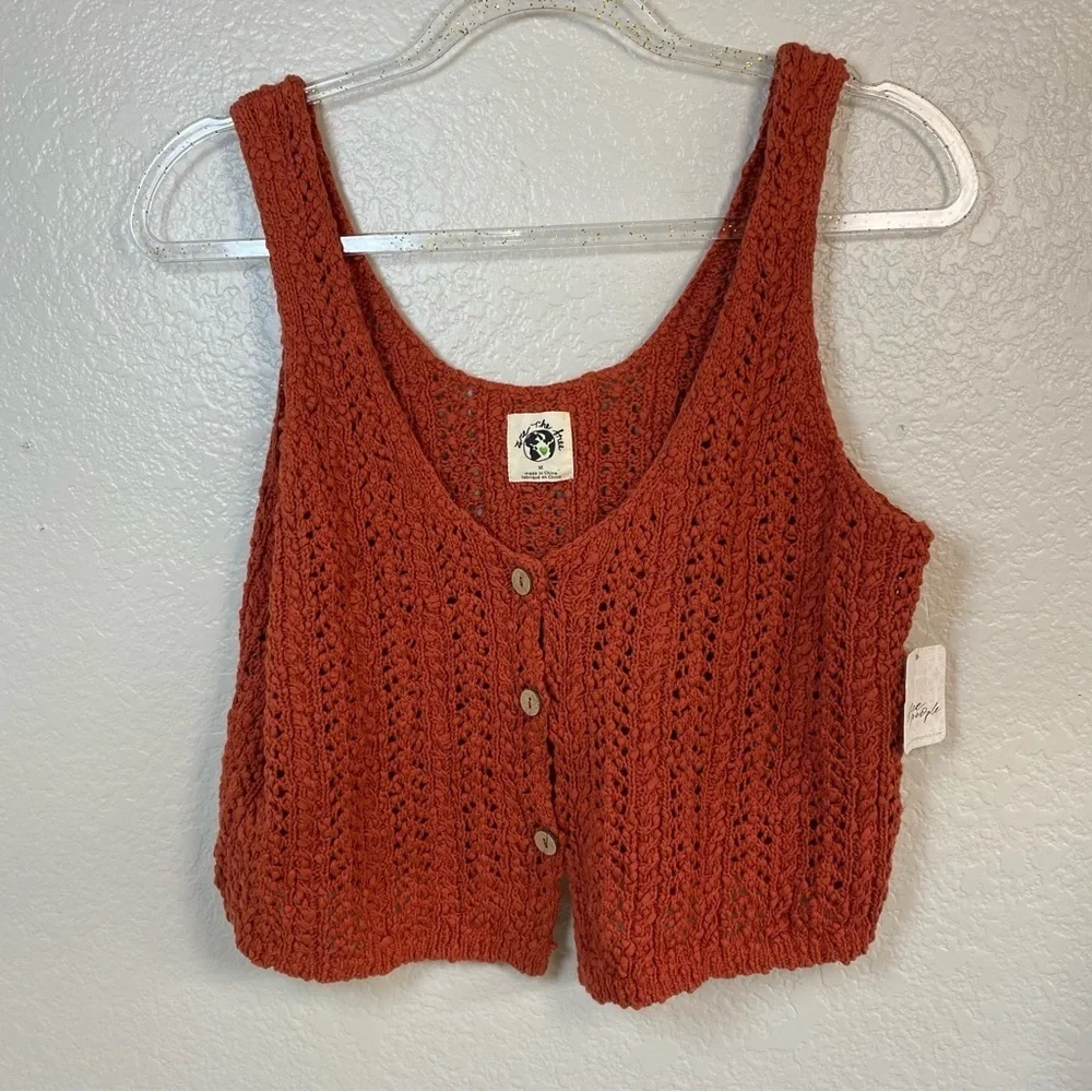 Free people knit crochet Vest Top in Rust - Picture 4 of 9